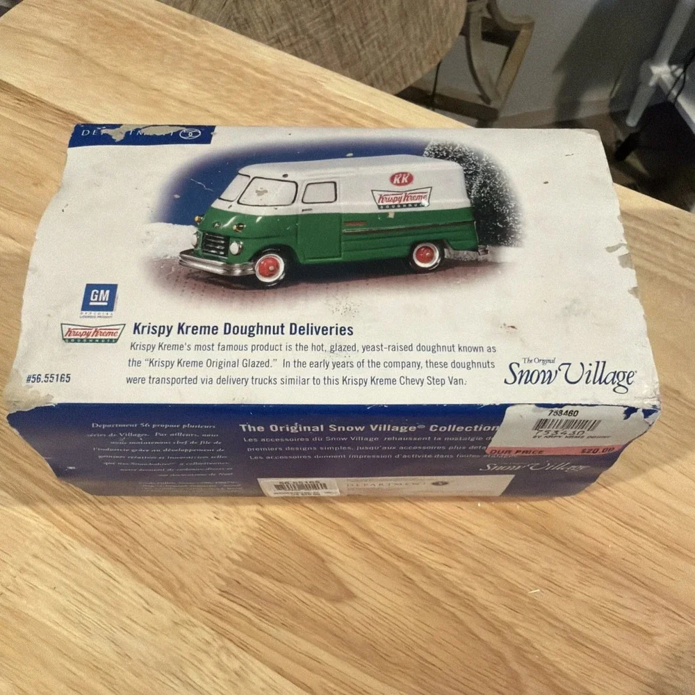 Vtg '02 Dept 56 Snow Village Accessory ~ Krispy Kreme Doughnut Deliveries #55165